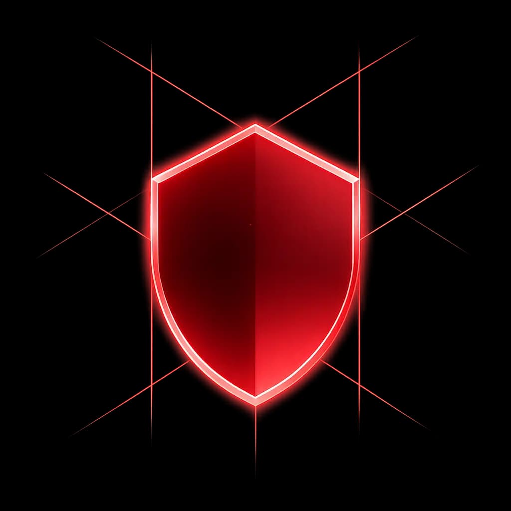 Escudo de seguridad con brillo rojo